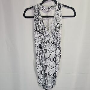Lipstick Sexy Clubwear Snakeskin Print Halter Dress